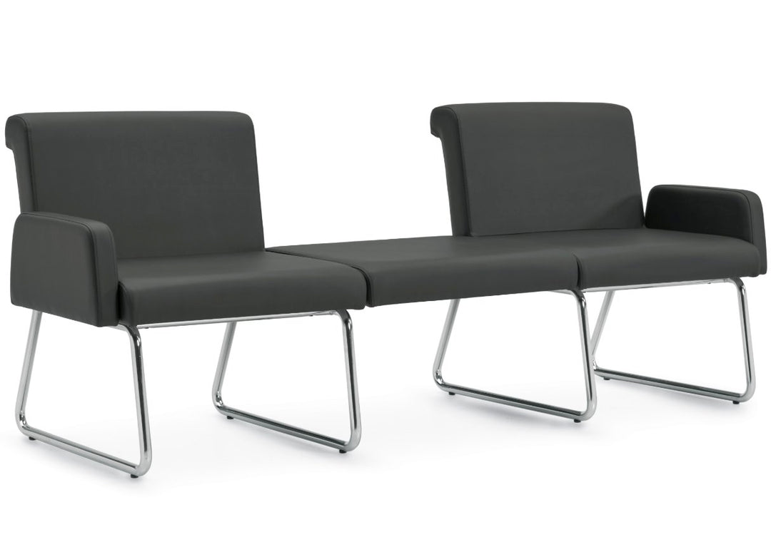 Modular Leather Lounge Couch with Chrome Legs