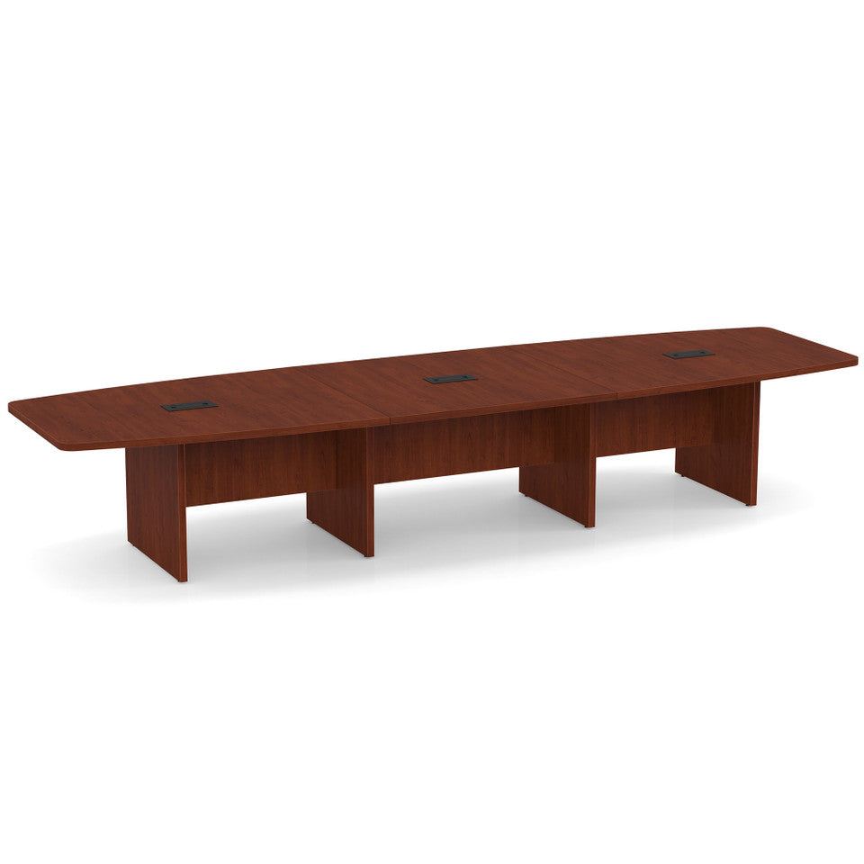 Laminate Conference Tables | Expandable Boat Shaped Conference Table with Slab Base - 14&