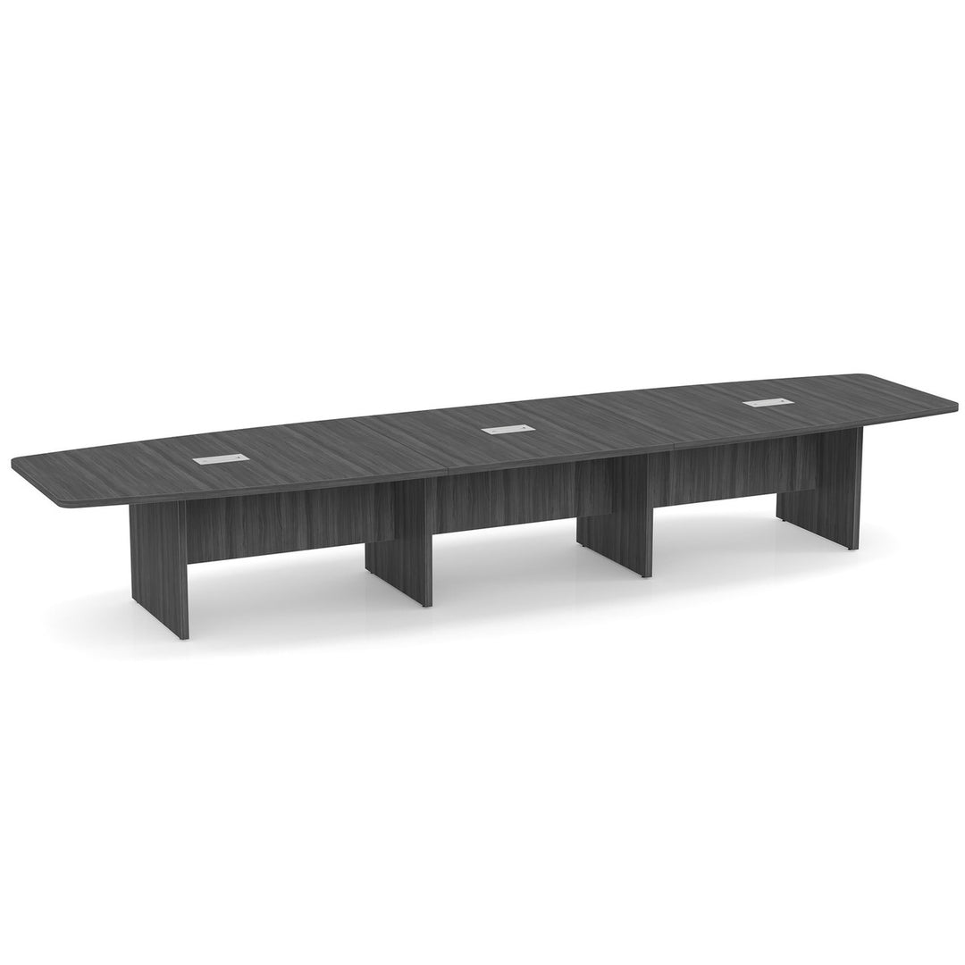 Laminate Conference Tables - Boat Shaped Conference Table with Slab Base - 16&