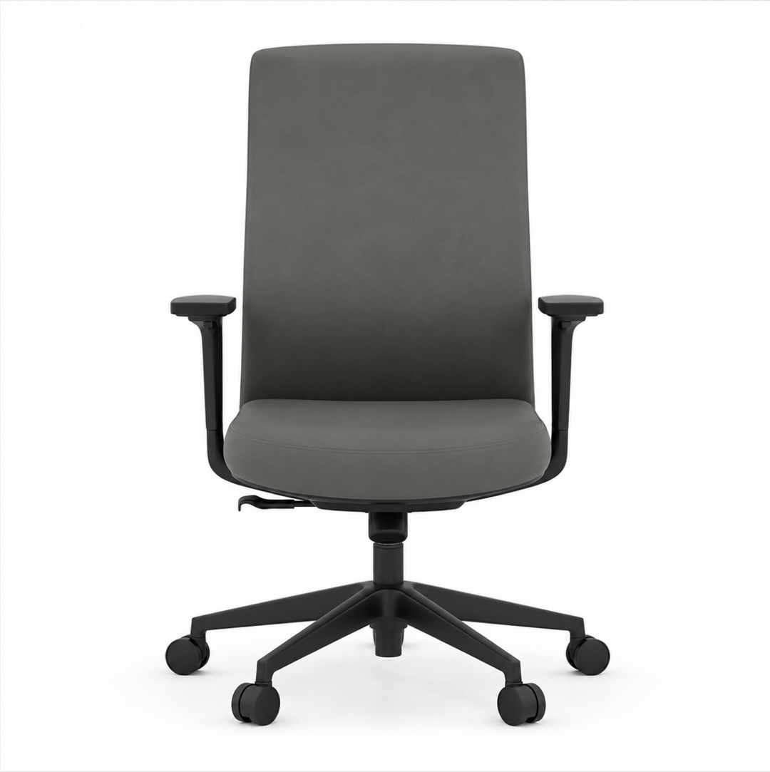 Mid Back Executive Chair Upholstered in Black Anti-Microbial Vinyl