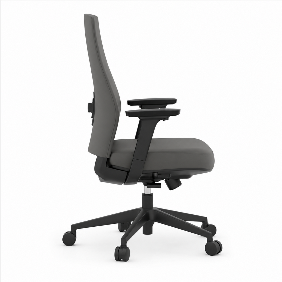 Mid Back Executive Chair Upholstered in Black Anti-Microbial Vinyl