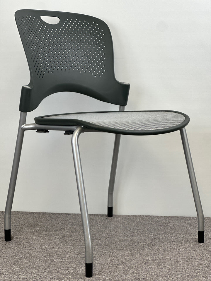 Herman Miller - Caper Armless Stacking Chairs - Graphite on Metallic Silver w/ FLEXNET Seat - Pre-Owned-