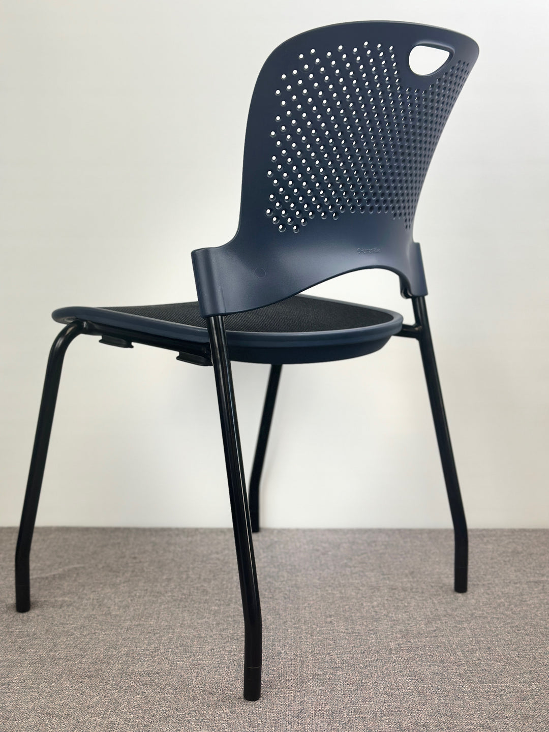 Herman Miller - Caper Armless Stacking Chairs - Stormy Blue on Black w/ FLEXNET Seat - Pre-Owned-