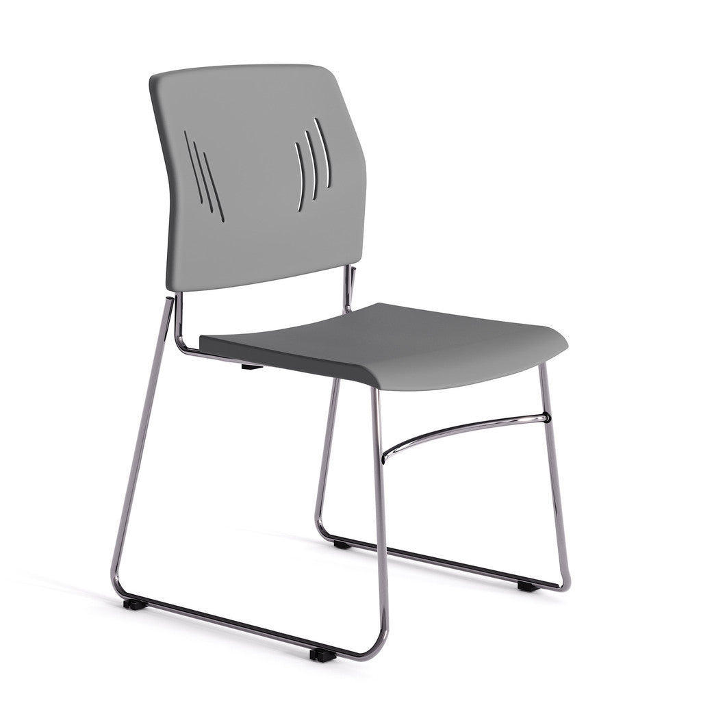 Armless Stackable Side Chair with Chrome Frame-Guest and Stack Chair