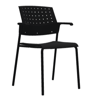 Global Furniture Group - Stacking Armchair on Casters - Seat Finish: Black – Arm Finish: Black – Frame Finish: Black – On Glides not Casters - List Price: $543