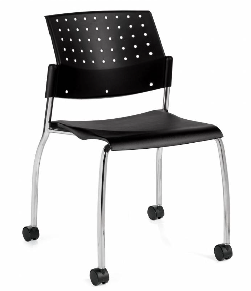 Global Furniture Group - Sonic - Armless Chair, Black Polypropylene Seat &amp; Back, Casters (6577) - List Price: $446-Guest and Stack Chair