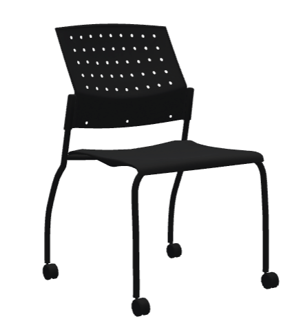 Global Furniture Group - Sonic - Armless Chair, Black Polypropylene Seat &amp; Back, Casters (6577) - List Price: $446-Guest and Stack Chair