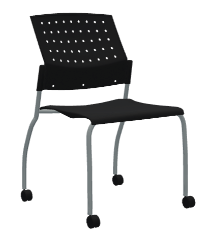 Global Furniture Group - Sonic - Armless Chair, Black Polypropylene Seat &amp; Back, Casters (6577) - List Price: $446-Guest and Stack Chair