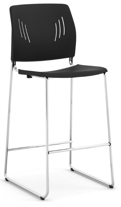 Polyurethane Armless Stackable Multi Purpose Chair - Black w/ Chrome Base