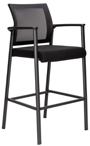 Mesh Back Stool with Arms and Black Frame