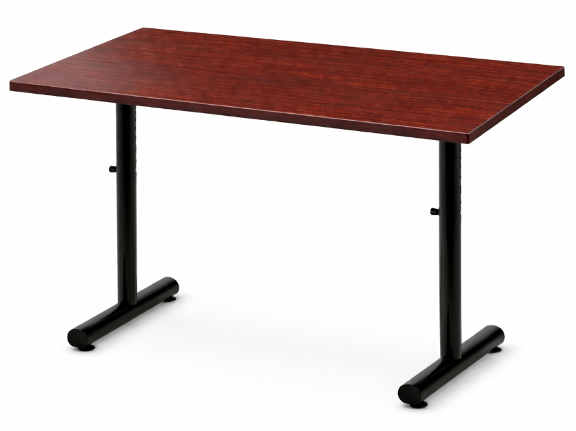Plan Table - Height Adjustable - 48" x 24" - Dark Cherry Surface w/ Black Legs