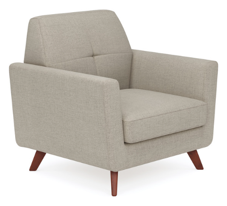 Club Chair with Wood Legs &amp; Latte Upholstery