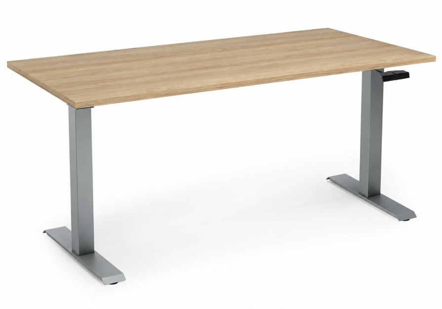 72" x 30" - Dual Motor Electric Height Adjustable Standing Desk - American Elm Finish w/ Silver Base