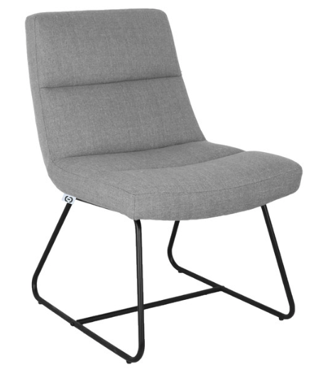 Upholstered Lounge Chair with Sled Base - Light Gray Upholstery w/ Black Frame