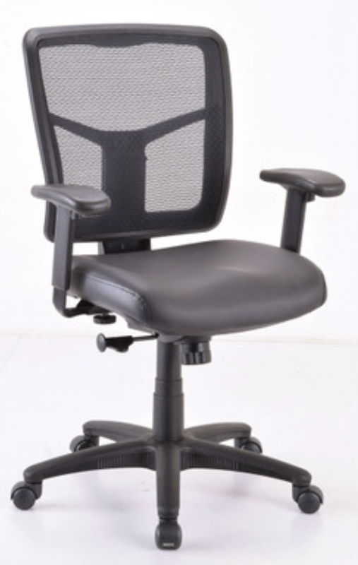 Mesh Back Chair with Black Antimicrobial PU Leather Seat and Black Frame