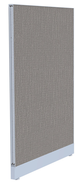 Fabric Panel - Powered - 67"H x 36"W – Aspen Silver Grey Fabric &amp; Silver Paint