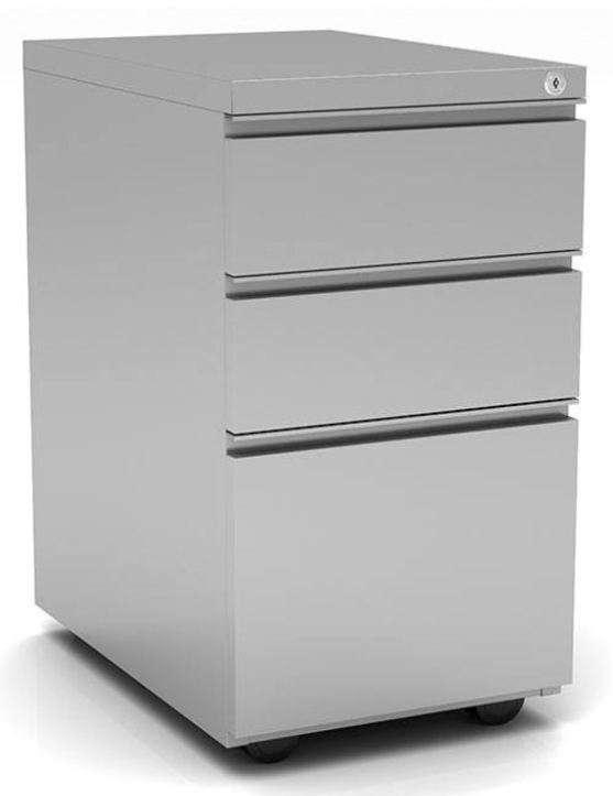 Metal Freestanding Pedestal - Box/Box/File - Silver