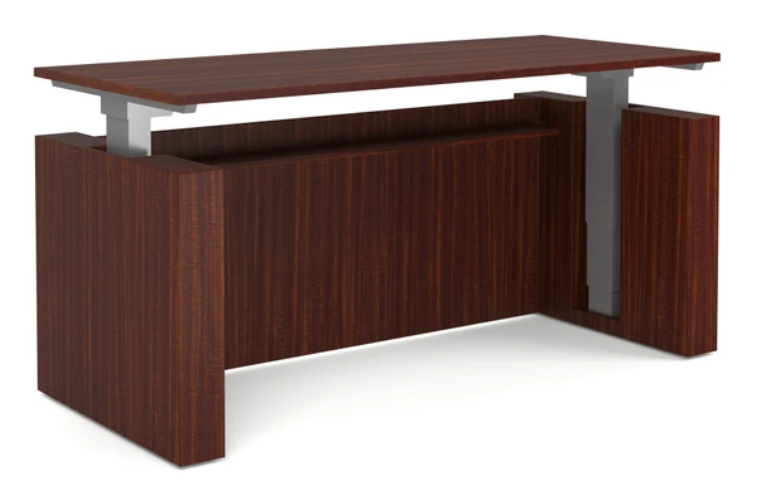 Enclosed Frame Height Adjustable Desk - 72" x 30" - Mahogany