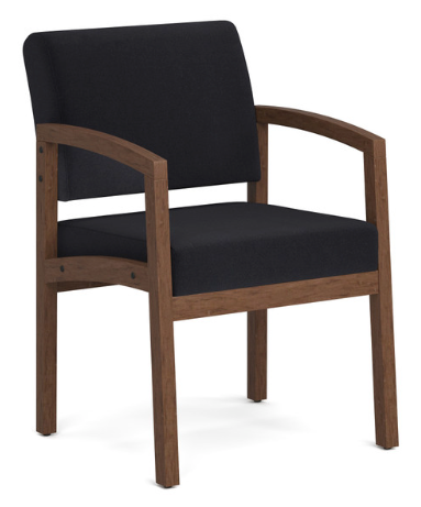 Wood Frame Guest Chair in Modern Walnut Finish w/ Black Fabric Seat &amp; Back