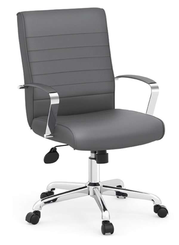Mid-Back Executive Conference Chair - Grey Vinyl Upholstery
