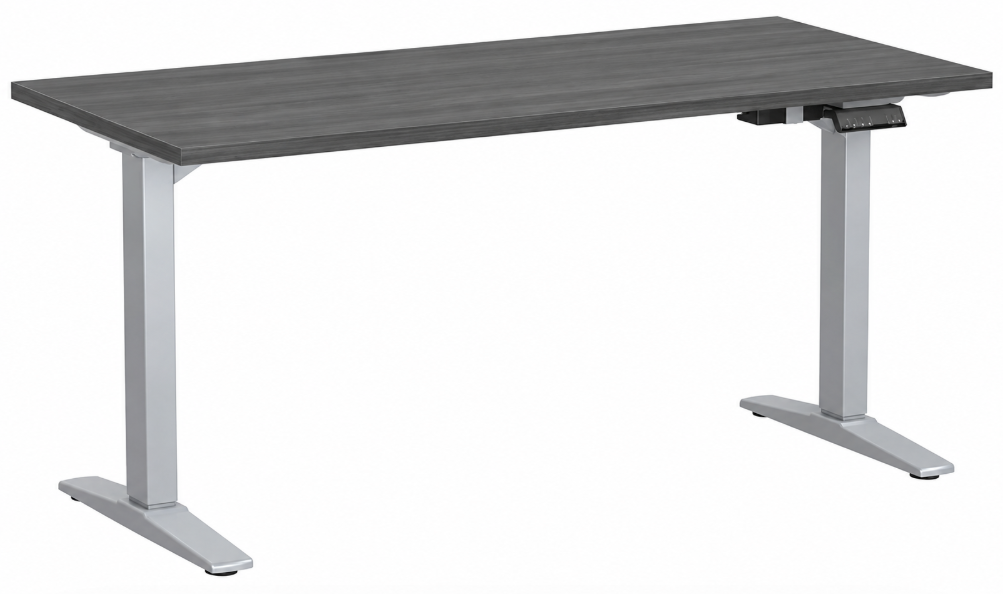 Electronic Height Adjustable Workstation - 48" x 24" - Height Range 28.5"-46.5" - Coast Grey Finish w/ Silver Base