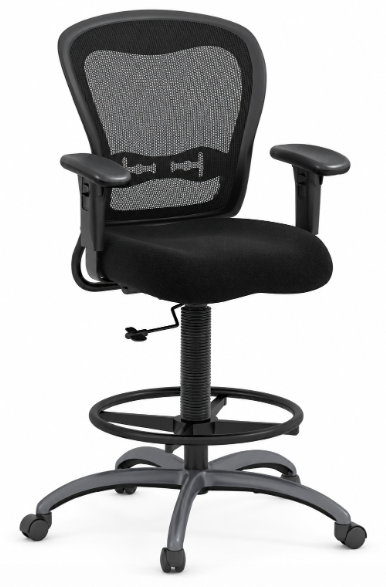 Mesh Back Ergonomic Drafting Stool w/ Arm Rests