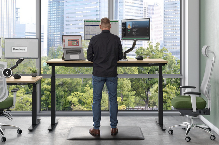 Dual Arm Monitor Arm w/ Built-In Dual USB Ports - Black