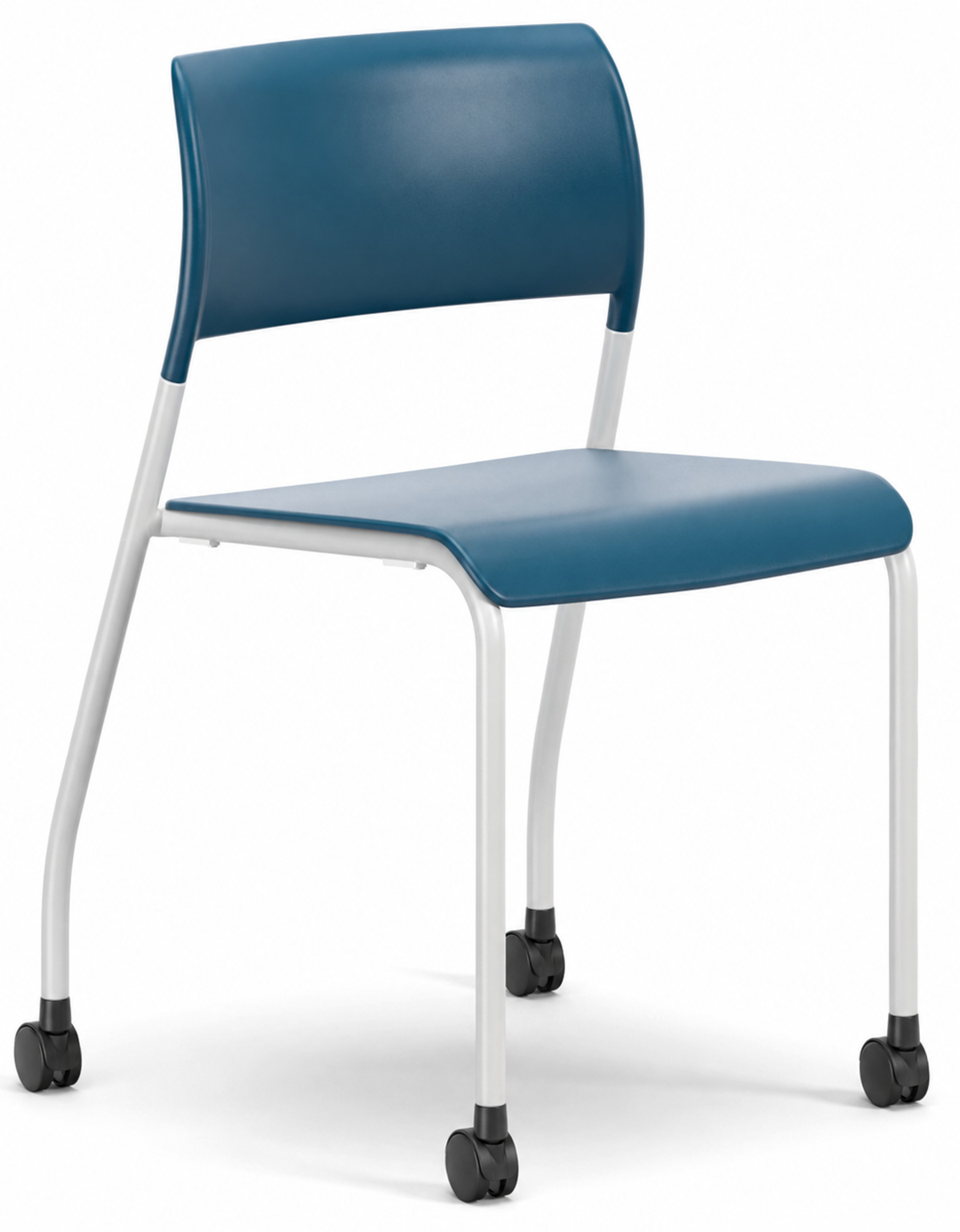 Pierce Stack Chair on Casters in Baltic Blue