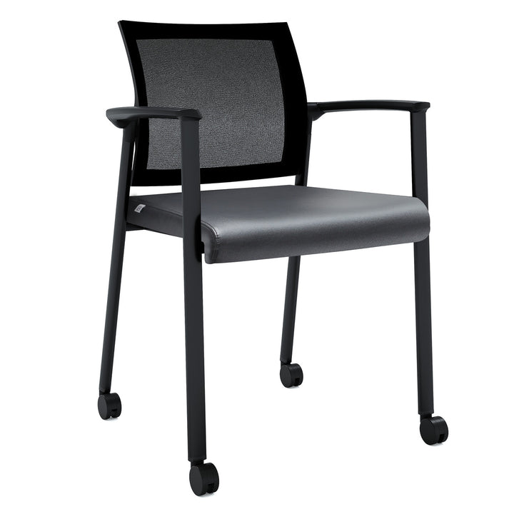 Mesh Back Guest Chair - Stackable - Comes w/ Casters &amp; Glides for Legs -JD604MM-Guest and Stack Chair