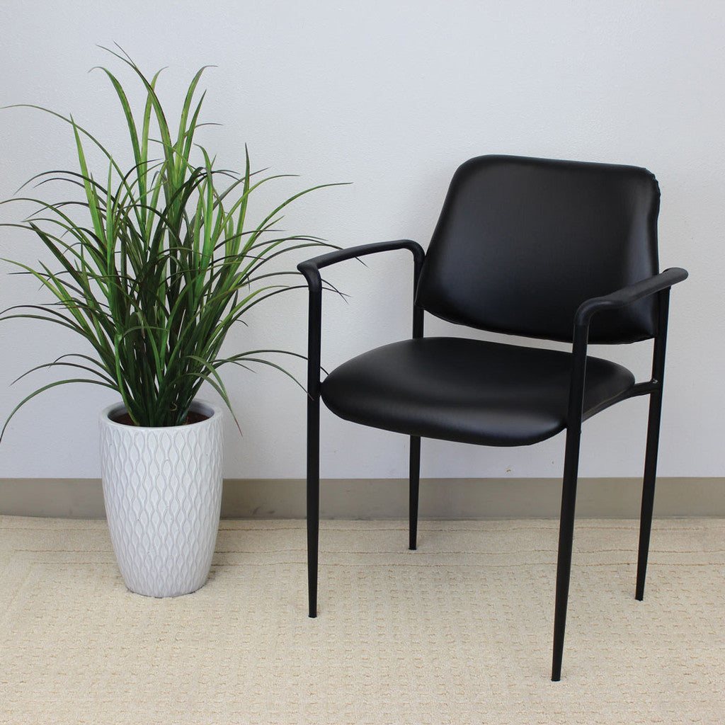 Leather Guest Chair with Armrests-Guest and Stack Chair