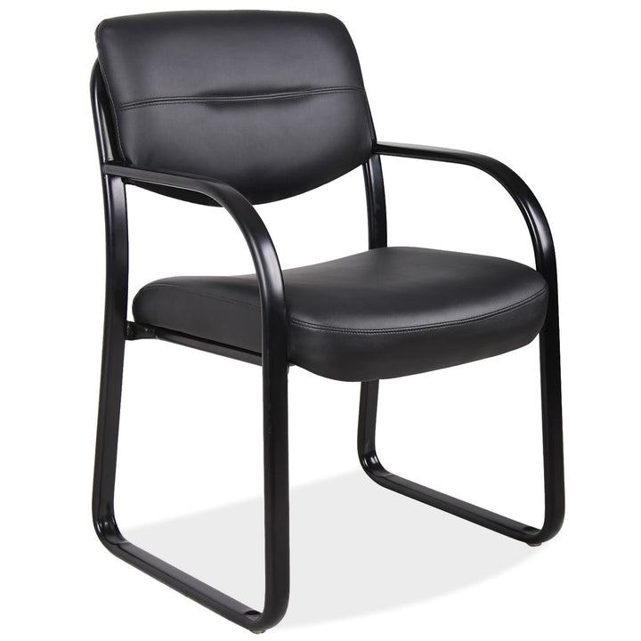 Sled Base Guest Chair with Arms and Black Frame-Guest and Stack Chair