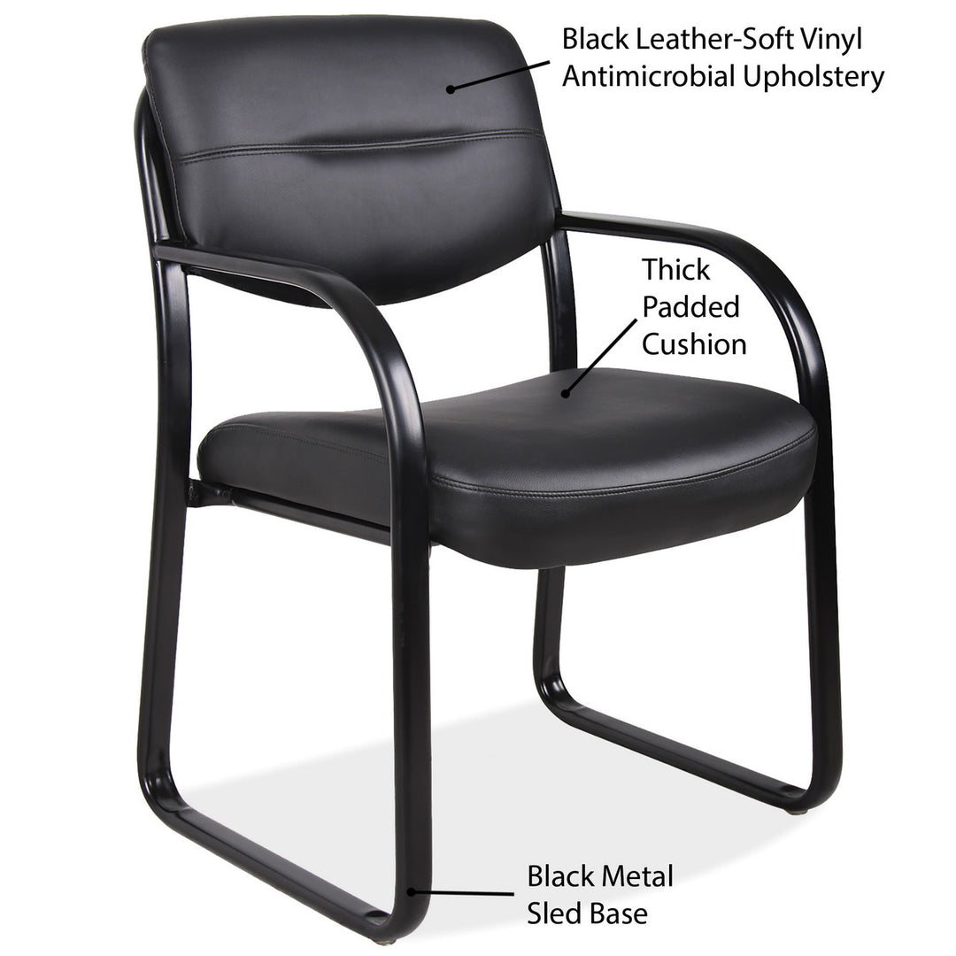 Sled Base Guest Chair with Arms and Black Frame-Guest and Stack Chair
