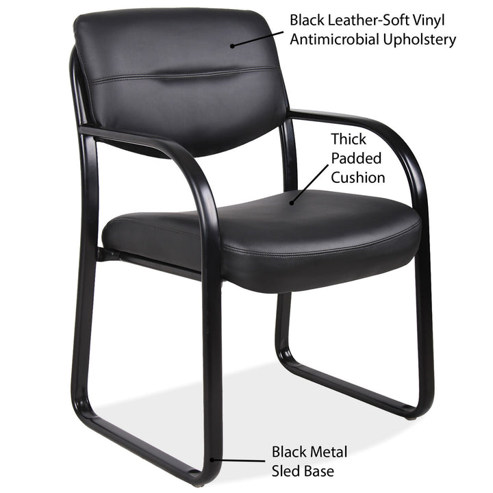 Sled Base Guest Chair with Arms and Black Frame-Guest and Stack Chair