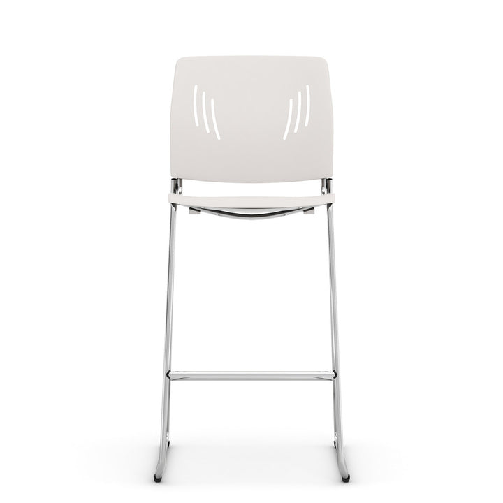 Armless Polyurethane Stool with Footrest and Chrome Base