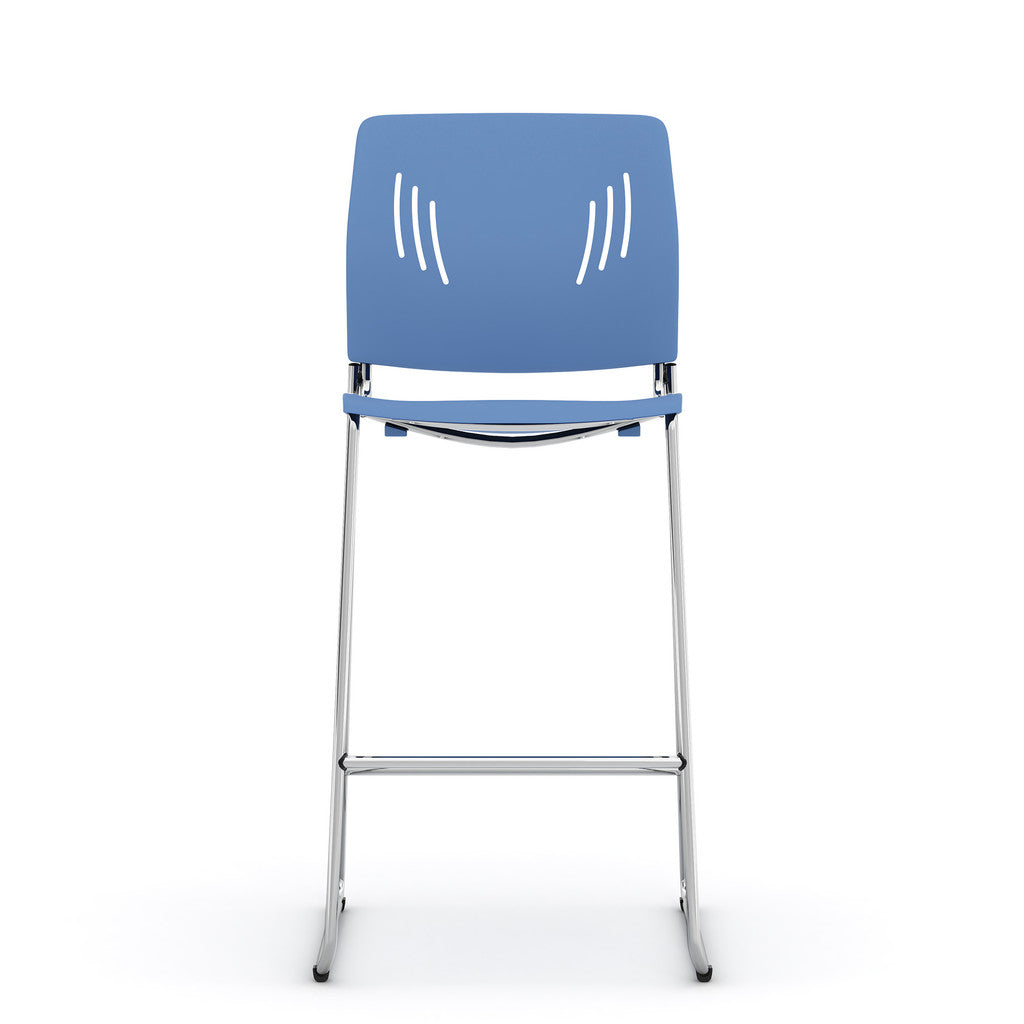 Armless Polyurethane Stool with Footrest and Chrome Base