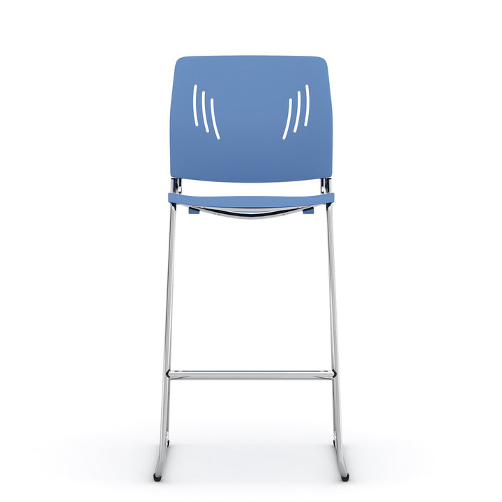 Armless Polyurethane Stool with Footrest and Chrome Base