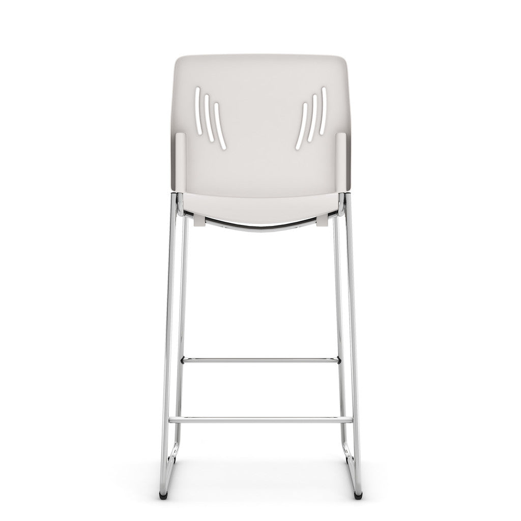 Armless Polyurethane Stool with Footrest and Chrome Base