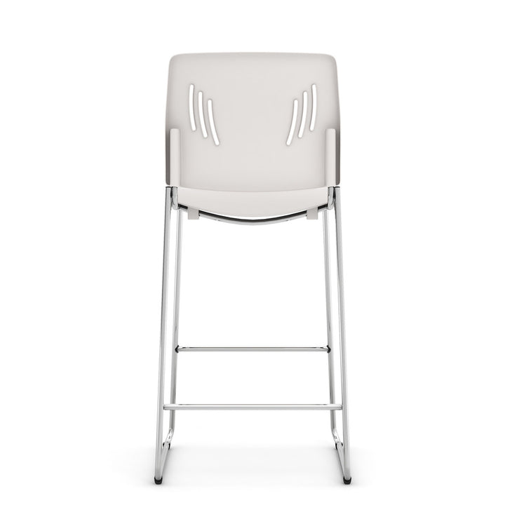 Armless Polyurethane Stool with Footrest and Chrome Base