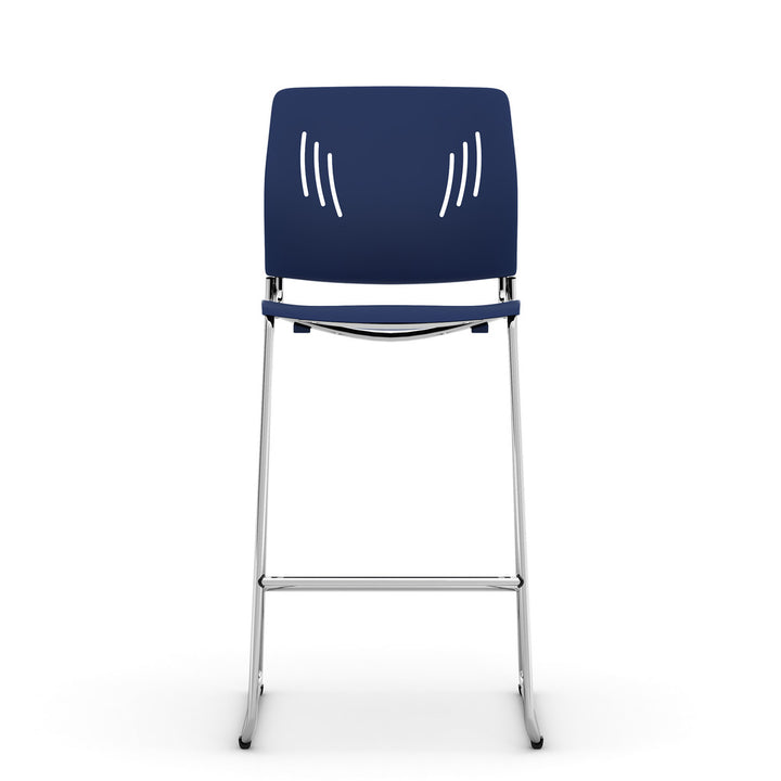 Armless Polyurethane Stool with Footrest and Chrome Base
