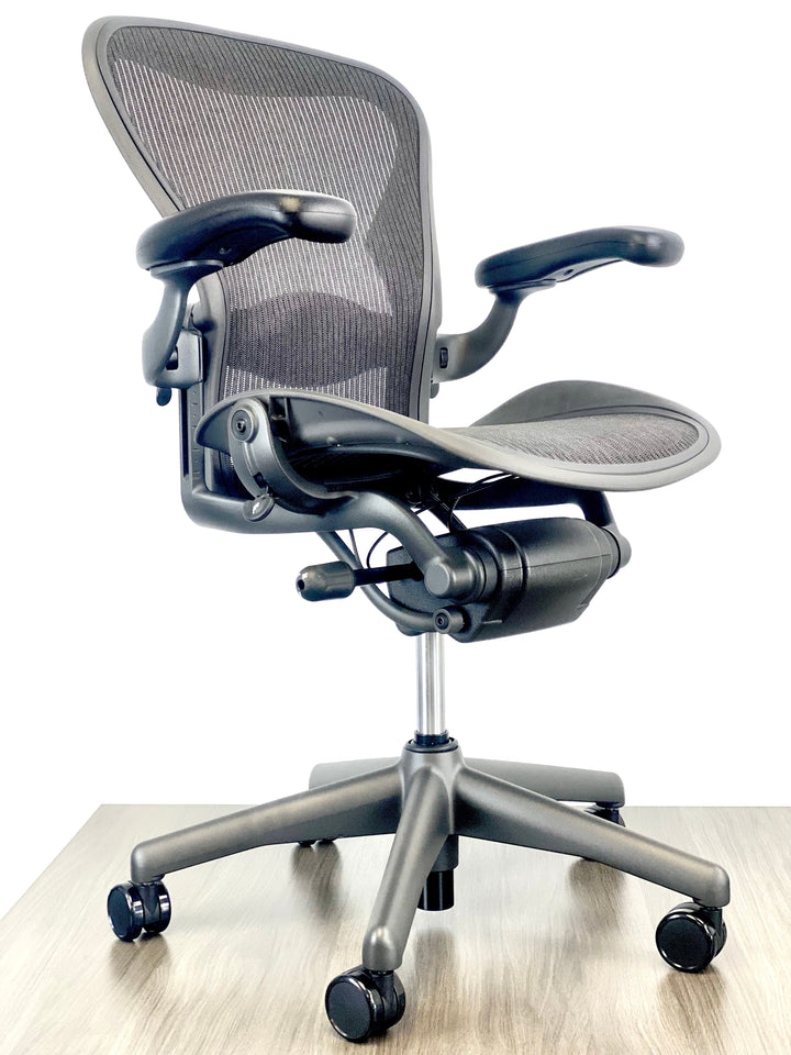 Herman Miller Aeron - Size: B - Black/Black - Fully Featured w/ Fully Adjustable Arms