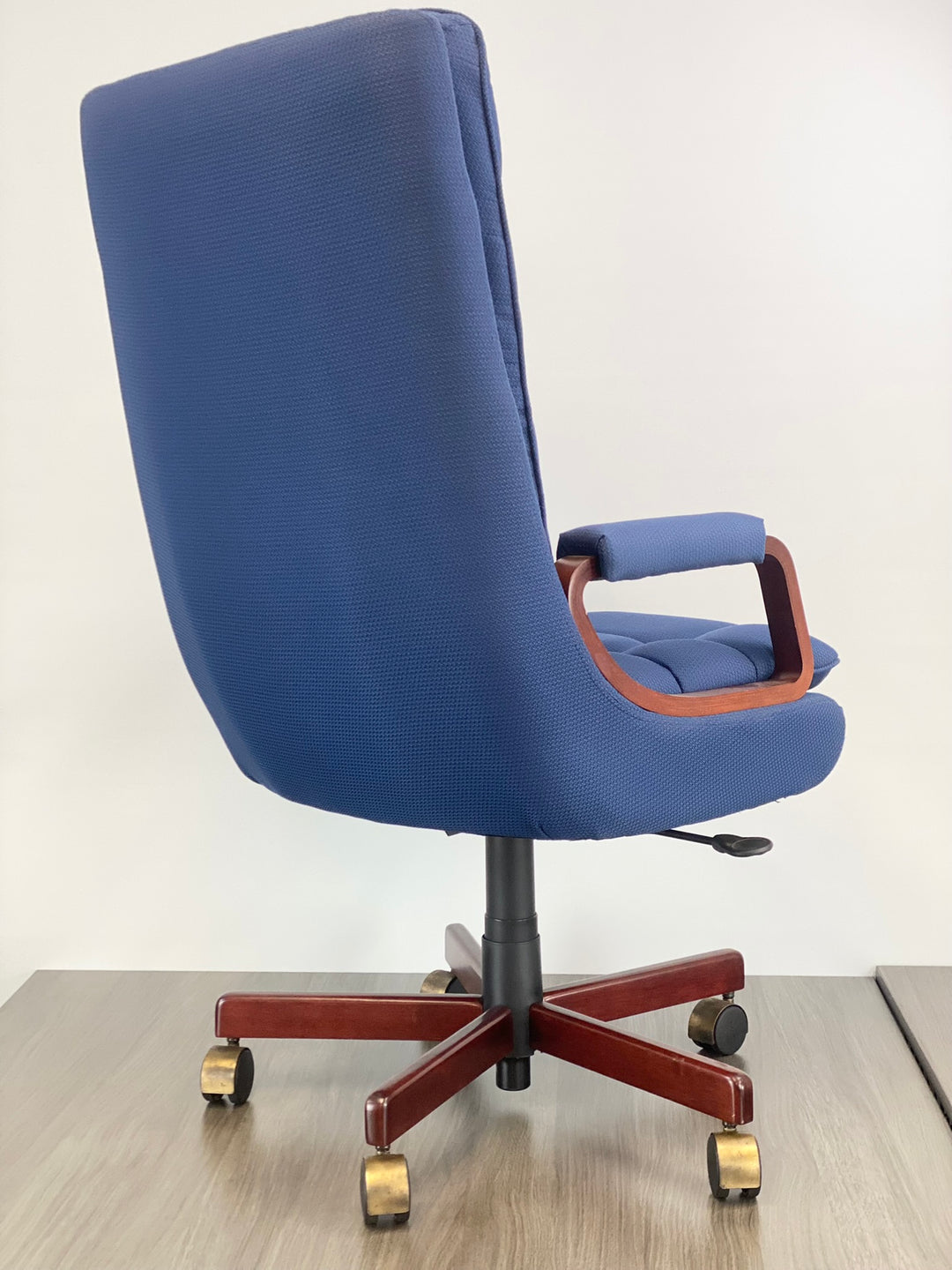 Executive Chair w/ Wood Frame and Brass Casters