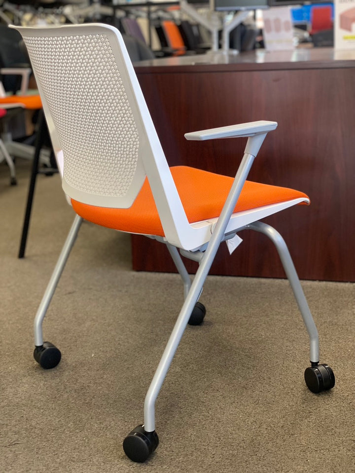 Haworth Very Side Chair - White on Orange on Grey