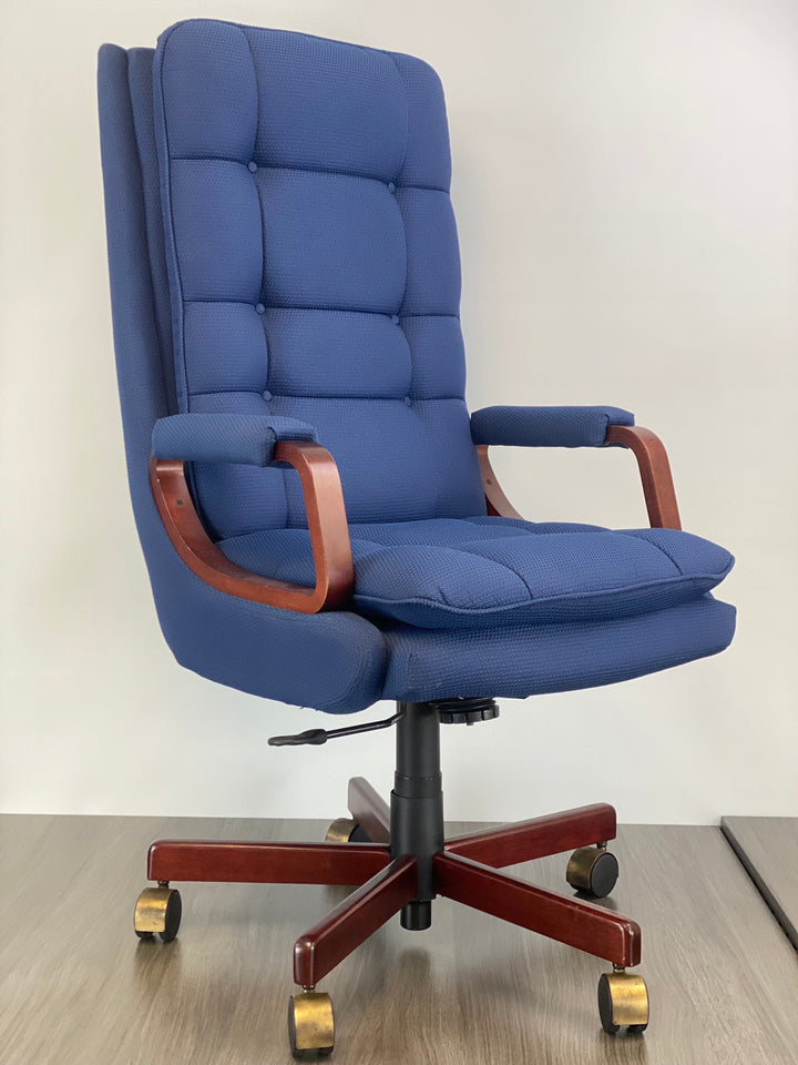 Executive Chair w/ Wood Frame and Brass Casters