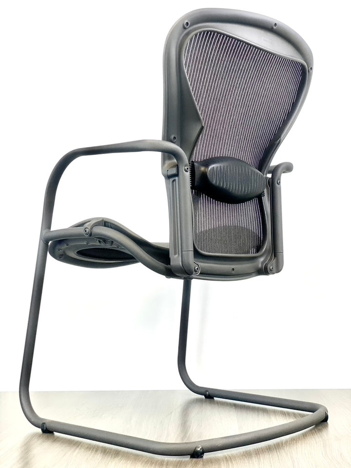 Brand New Open Box - Herman Miller Aeron Side Chairs w/ Adjustable Lumber Support - Black on Black - Size: B