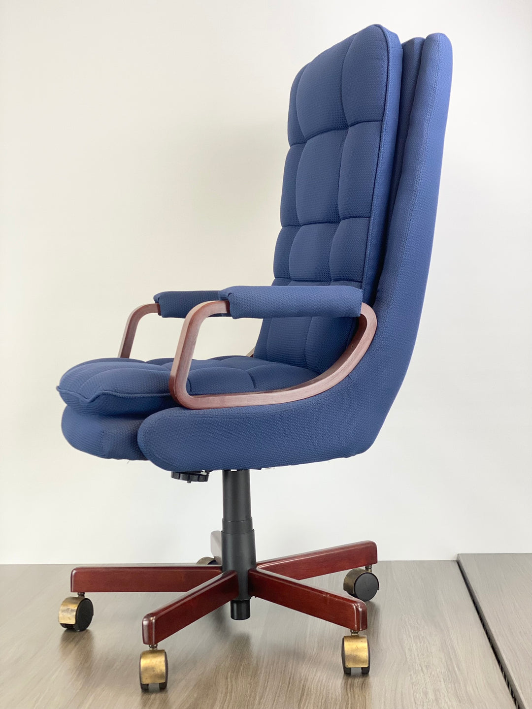 Executive Chair w/ Wood Frame and Brass Casters