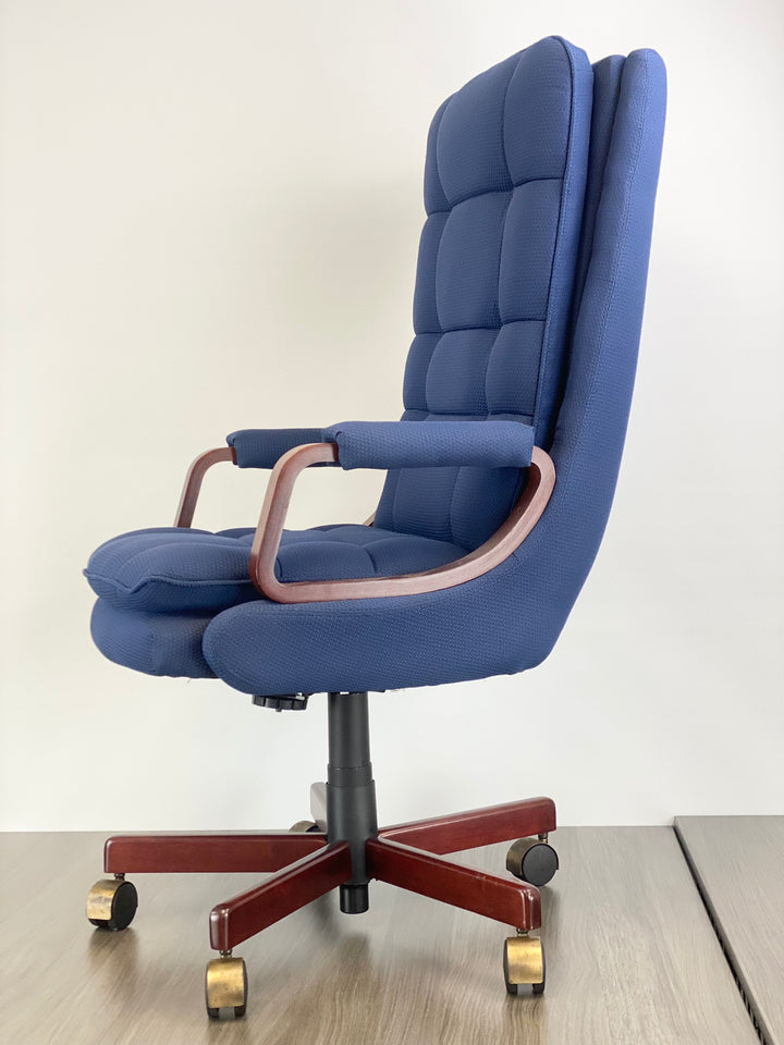 Executive Chair w/ Wood Frame and Brass Casters
