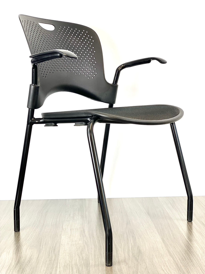 Herman Miller - Caper - Black on Black - w/ FLEXNET Seat - Fixed Arms &amp; Carpet Glides - Pre-Owned-