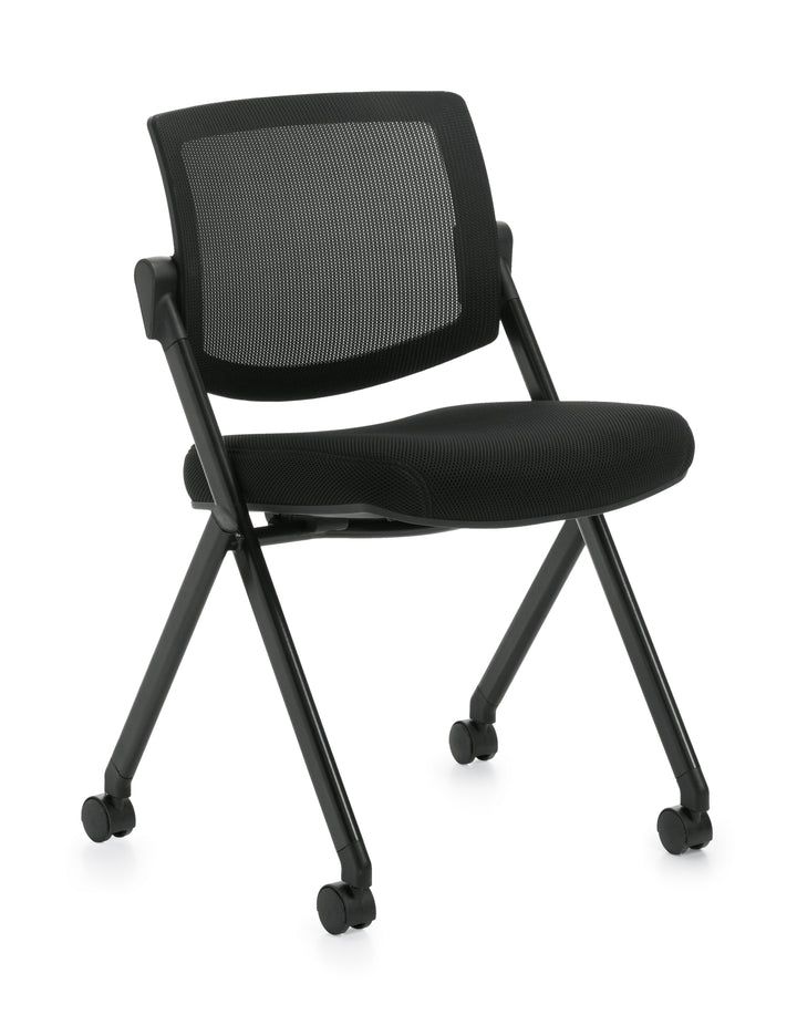 Mesh Back Flip Seat Armless Nesting Chair - JD11341B-Guest and Stack Chair