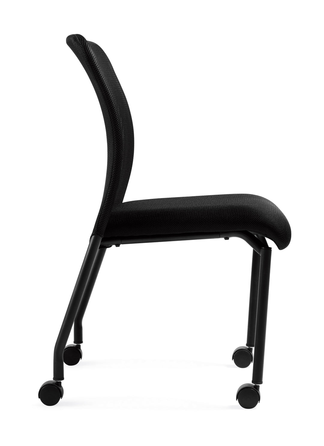 Armless Mesh Back Guest Chair with Casters - JD11761B-Guest and Stack Chair