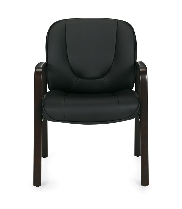 Luxhide Guest Chair with Espresso Wood Accents - JD11770BES-Guest and Stack Chair